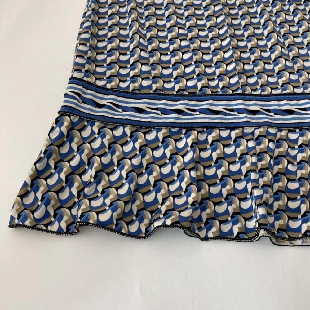 Max Studio Skirt Blue Geometric Striped Ruff - Picture 4 of 5